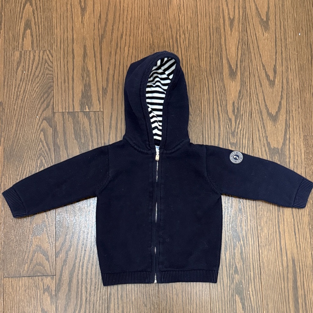 Jacadi Navy Blue zip up  Hooded sweater